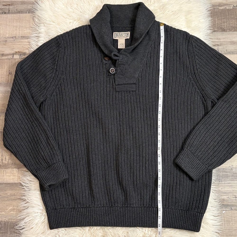 Duluth Trading Co Brigadier wool cotton shawl collar sweater XL Tall - Picture 5 of 5